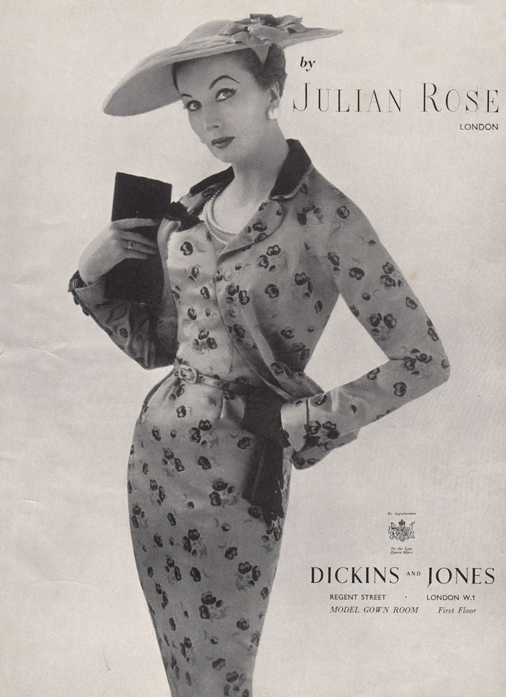Julian Rose, London. Dickins and Jones. Fashion advert. BRITISH VOGUE 1955